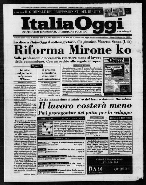 Italia oggi : quotidiano di economia finanza e politica